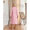 Ekouaer Womens Fluffy Zipper Robes Warm Fleece Housecoat Soft Cozy Bathrobe(Pink)