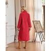 Ekouaer Womens Fluffy Zipper Robes Warm Fleece Housecoat Soft Cozy Bathrobe(Red)