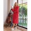 Ekouaer Womens Fluffy Zipper Robes Warm Fleece Housecoat Soft Cozy Bathrobe(Red)