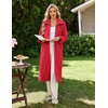 Ekouaer Womens Fluffy Zipper Robes Warm Fleece Housecoat Soft Cozy Bathrobe(Red)