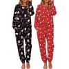 Ekouaer 2 Pack Womens Pajama Sets Long Sleeve Pjs Soft Comfy Lounge Set(Xmas Red+xmas Gingerbread)