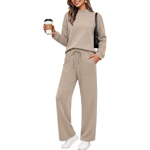 Ekouaer Two Piece Sets for Women Mock Neck Lounge Sets Travel Outfits 2026(Moon Grey)