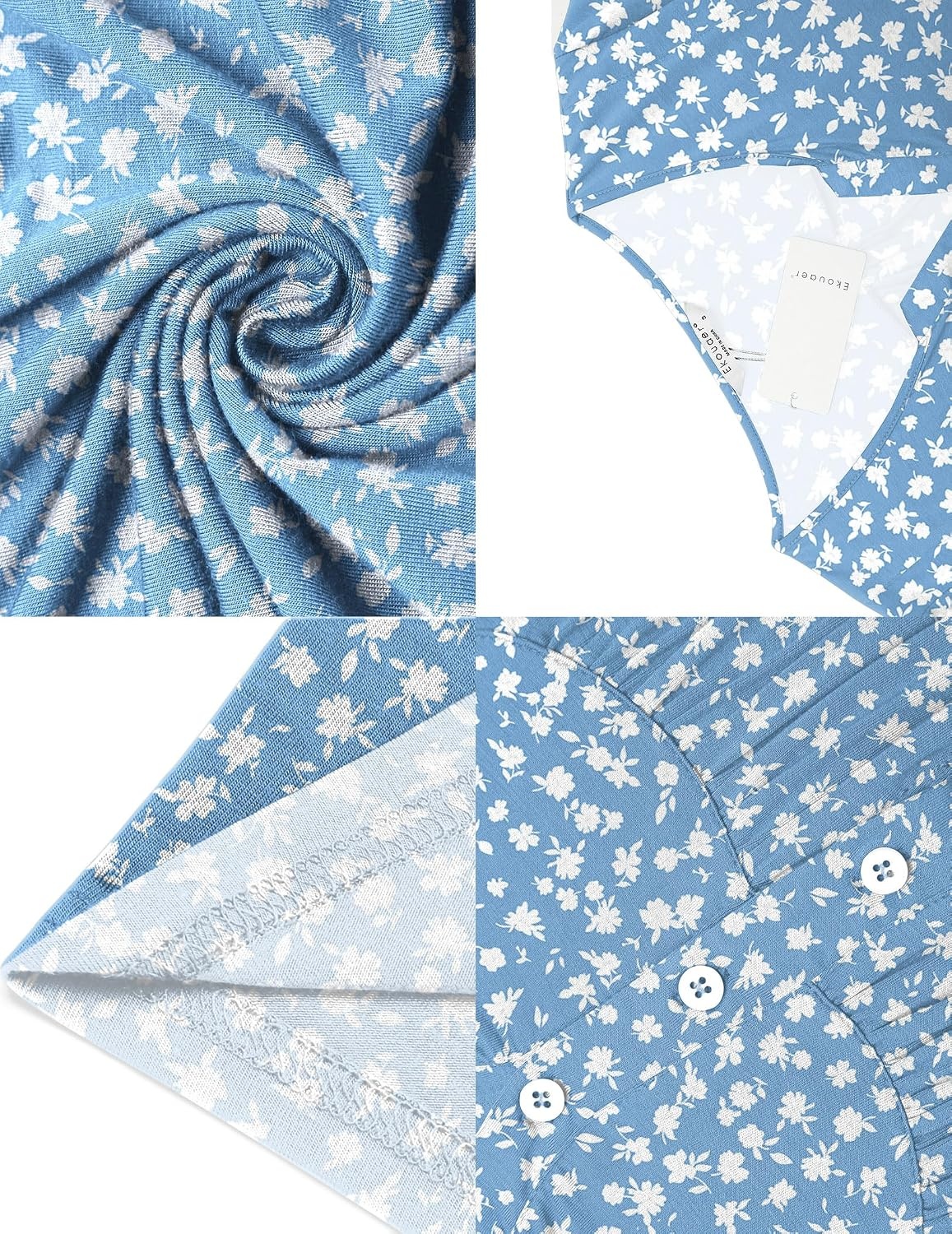 image:imageEkouaer Labor and Delivery Gown Maternity Nursing Nightgown BreastfeedingBlue Floral