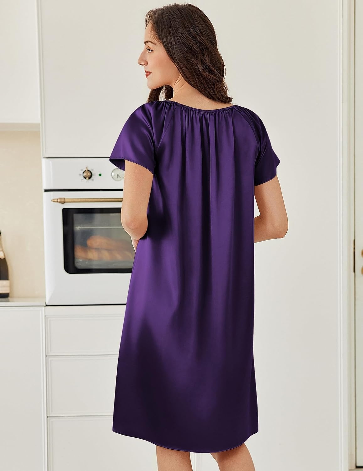 image:imageEkouaer Nightgown for Women Satin Silk Night Gown Loose Plus Size SleepwearPinkPurple