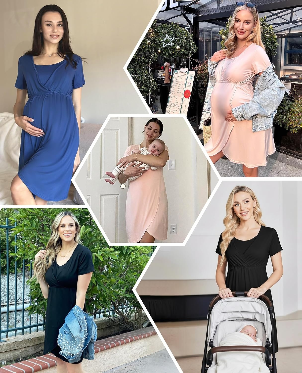image:imageNursing Nightgown Short Sleeve Breasfeeding Birthing Gown Maternity DressDeep Green