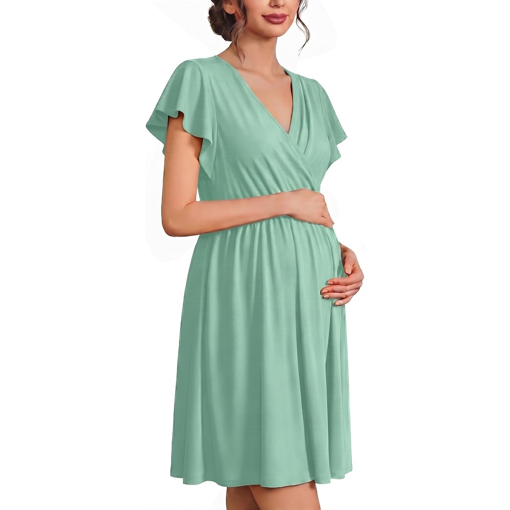 image:imageEkouaer Cotton Labor and Delivery Gown Nursing Nightgown Pajamas DressLight Green
