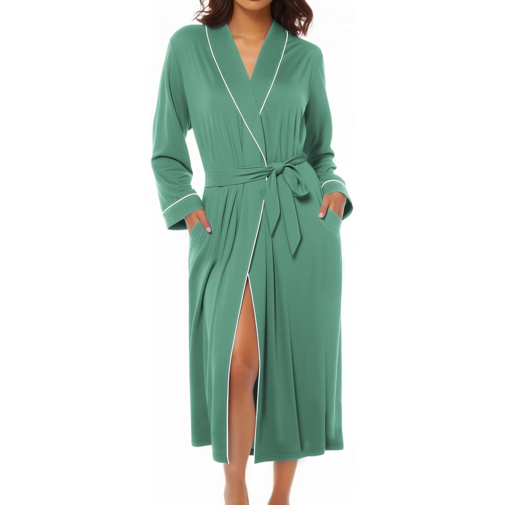 image:imageEkouaer Kimono Robes for Women Long Lightweight Knit Soft BathrobeCeladon Green