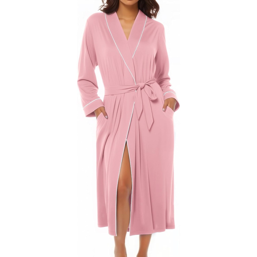 image:imageEkouaer Kimono Robes for Women Long Lightweight Knit Soft BathrobePink