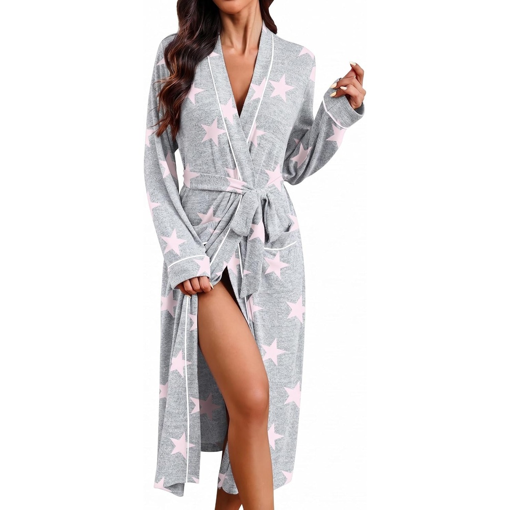image:imageEkouaer Womens Robe Long Lightweight Bathrobe Soft Light Bath Robe S3XLStar