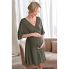 Ekouaer 3 in 1 Labor/Delivery/Hospital Gown 2 Pack Maternity Dress Nursing Nightgown Sleepwear(Army Green)