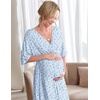 Ekouaer 3 in 1 Labor/Delivery/Hospital Gown 2 Pack Maternity Dress Nursing Nightgown Sleepwear(Blue Small Flowers)