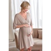 Ekouaer 3 in 1 Labor/Delivery/Hospital Gown 2 Pack Maternity Dress Nursing Nightgown Sleepwear(Brown)