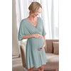 Ekouaer 3 in 1 Labor/Delivery/Hospital Gown 2 Pack Maternity Dress Nursing Nightgown Sleepwear(Celadon Green)