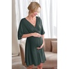 Ekouaer 3 in 1 Labor/Delivery/Hospital Gown 2 Pack Maternity Dress Nursing Nightgown Sleepwear(Dark Green)