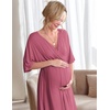Ekouaer 3 in 1 Labor/Delivery/Hospital Gown 2 Pack Maternity Dress Nursing Nightgown Sleepwear(Dark Pink)