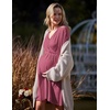 Ekouaer 3 in 1 Labor/Delivery/Hospital Gown 2 Pack Maternity Dress Nursing Nightgown Sleepwear(Dark Pink)