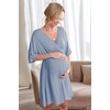 Ekouaer 3 in 1 Labor/Delivery/Hospital Gown 2 Pack Maternity Dress Nursing Nightgown Sleepwear(Lake Blue)