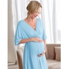 Ekouaer 3 in 1 Labor/Delivery/Hospital Gown 2 Pack Maternity Dress Nursing Nightgown Sleepwear(Light Blue)
