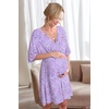 Ekouaer 3 in 1 Labor/Delivery/Hospital Gown 2 Pack Maternity Dress Nursing Nightgown Sleepwear(Light Purple Stars)