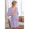 Ekouaer 3 in 1 Labor/Delivery/Hospital Gown 2 Pack Maternity Dress Nursing Nightgown Sleepwear(Lilac Purple)
