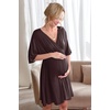 Ekouaer 3 in 1 Labor/Delivery/Hospital Gown 2 Pack Maternity Dress Nursing Nightgown Sleepwear(Maroon)