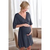 Ekouaer 3 in 1 Labor/Delivery/Hospital Gown 2 Pack Maternity Dress Nursing Nightgown Sleepwear(Navy Blue)