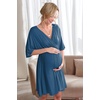 Ekouaer 3 in 1 Labor/Delivery/Hospital Gown 2 Pack Maternity Dress Nursing Nightgown Sleepwear(Peacock Blue)