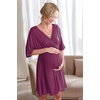 Ekouaer 3 in 1 Labor/Delivery/Hospital Gown 2 Pack Maternity Dress Nursing Nightgown Sleepwear(Wine Berry)