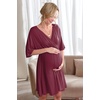Ekouaer 3 in 1 Labor/Delivery/Hospital Gown 2 Pack Maternity Dress Nursing Nightgown Sleepwear(Wine Red)