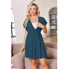 Ekouaer Cotton Labor and Delivery Gown Nursing Nightgown Pajamas Dress(Blue Green)