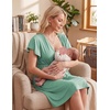 Ekouaer Cotton Labor and Delivery Gown Nursing Nightgown Pajamas Dress(Light Green)