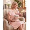 Ekouaer Cotton Labor and Delivery Gown Nursing Nightgown Pajamas Dress(Light Pink)