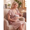 Ekouaer Cotton Labor and Delivery Gown Nursing Nightgown Pajamas Dress(Pink)