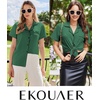Ekouaer Cotton Pajamas Set for Women Short Sleeve Sleepwear Button Down Pjs(Green)