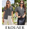 Ekouaer Cotton Pajamas Set for Women Short Sleeve Sleepwear Button Down Pjs(Grey)