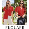 Ekouaer Cotton Pajamas Set for Women Short Sleeve Sleepwear Button Down Pjs(Red)