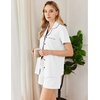 Ekouaer Cotton Pajamas Set for Women Short Sleeve Sleepwear Button Down Pjs(White)