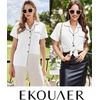 Ekouaer Cotton Pajamas Set for Women Short Sleeve Sleepwear Button Down Pjs(White)
