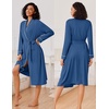 Ekouaer Kimono Robes for Women Long Lightweight Knit Soft Bathrobe(Dark Blue)