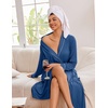 Ekouaer Kimono Robes for Women Long Lightweight Knit Soft Bathrobe(Dark Blue)
