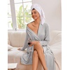 Ekouaer Kimono Robes for Women Long Lightweight Knit Soft Bathrobe(Light Gray)