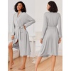 Ekouaer Kimono Robes for Women Long Lightweight Knit Soft Bathrobe(Light Gray)