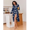 Ekouaer Kimono Robes for Women Long Lightweight Knit Soft Bathrobe(Navy With Zebra Print)
