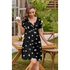 Ekouaer Labor and Delivery Gown Maternity Nursing Nightgown Breastfeeding(Black-white Floral)