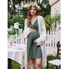 Ekouaer Labor and Delivery Gown for Hospital V Neck Maternity Nursing Dress(Deep Army Green)
