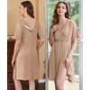 Ekouaer Labor and Delivery Gown for Hospital V Neck Maternity Nursing Dress(Khaki)