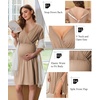 Ekouaer Labor and Delivery Gown for Hospital V Neck Maternity Nursing Dress(Khaki)