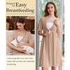 Ekouaer Labor and Delivery Gown for Hospital V Neck Maternity Nursing Dress(Khaki)
