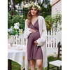 Ekouaer Labor and Delivery Gown for Hospital V Neck Maternity Nursing Dress(Purple Red)