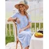 Ekouaer Long Nightgowns for Women Bamboo Viscose Short Sleeve House Dresses(1- Light Blue Floral)